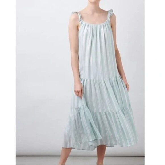 Rails Dress S NWT Juniper Mint Striped Capri Sleeveless Tiered Linen - Picture 8 of 8